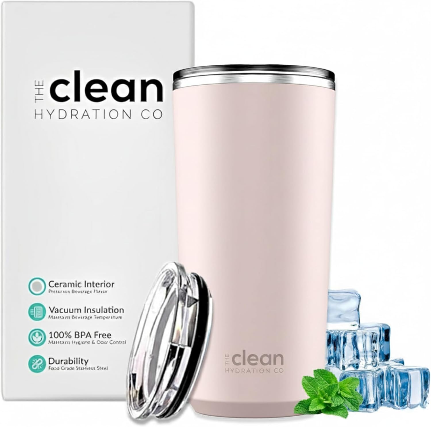 The Clean Hydration Co. Insulated Ceramic Coated Tumbler Pink / 20oz