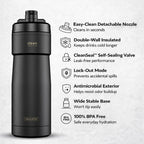 The Clean Hydration Co Insulated Bike Water Bottle 20 oz | Easy Clean Nozzle, Easy Squeeze Sports Bottle | BPA Free Cycling Bottle for Road & Mountain Biking, Gym & Travel