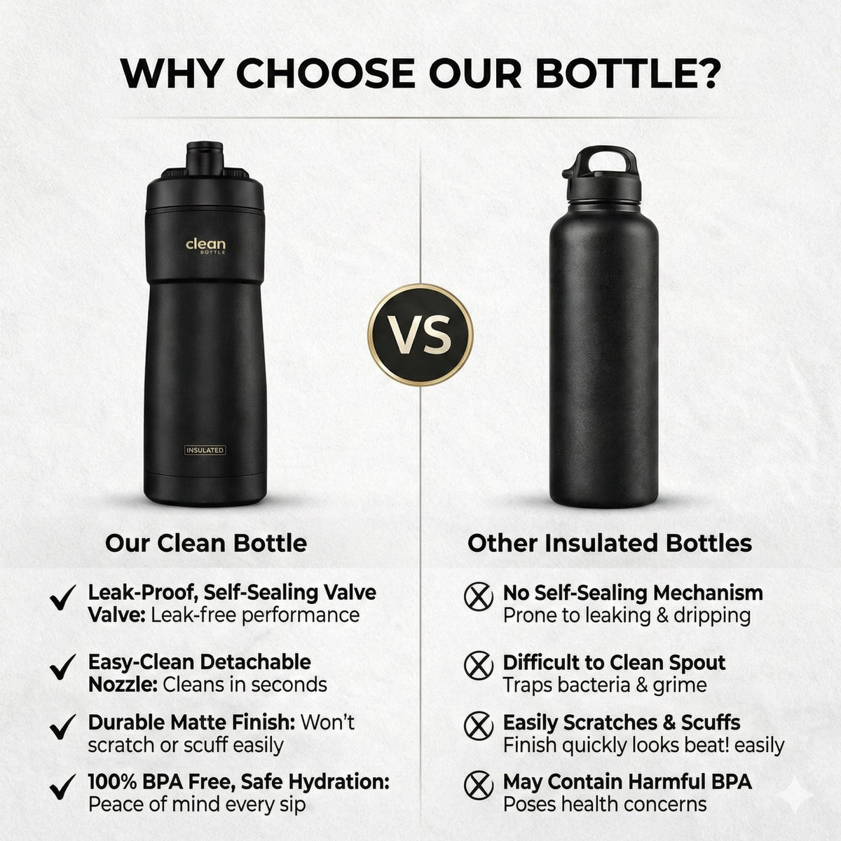 The Clean Hydration Co Insulated Bike Water Bottle 20 oz – BPA-Free Sports Bottle