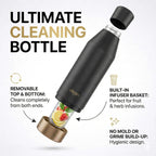 Clean Bottle 17 Oz Insulated Water bottle | Fruit Infuser and Removable Bottom