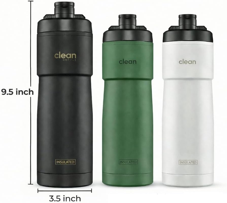 The Clean Hydration Co Insulated Bike Water Bottle 20 oz – BPA-Free Sports Bottle