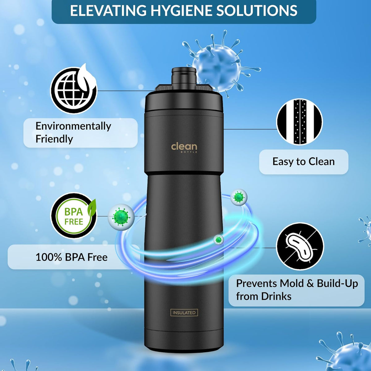 Black Squeeze Sports Bottle