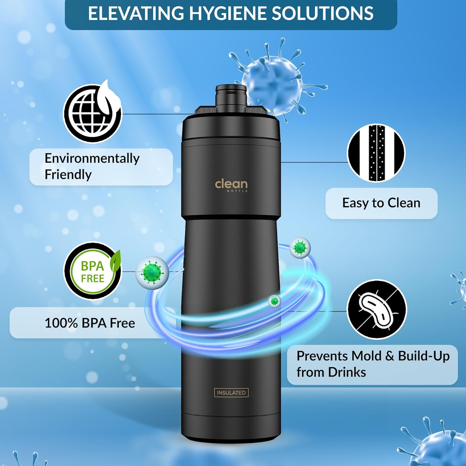 Black Squeeze Sports Bottle