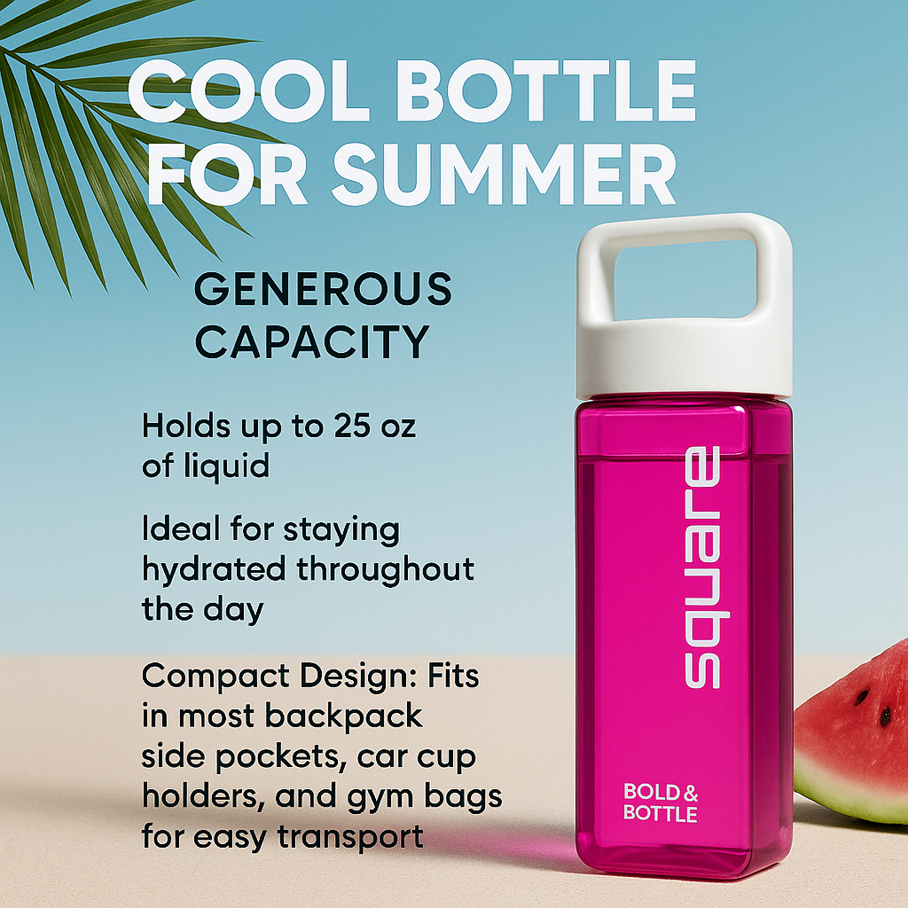 The Square Bottle – Leak-Proof, Easy-Clean Hydration with Patented Design