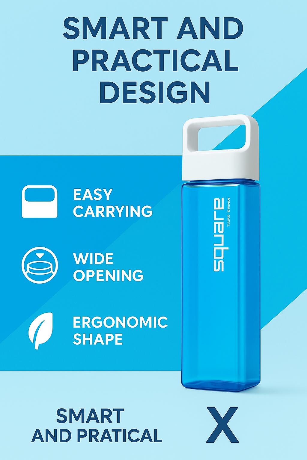 The Square Bottle – Leak-Proof, Easy-Clean Hydration with Patented Design