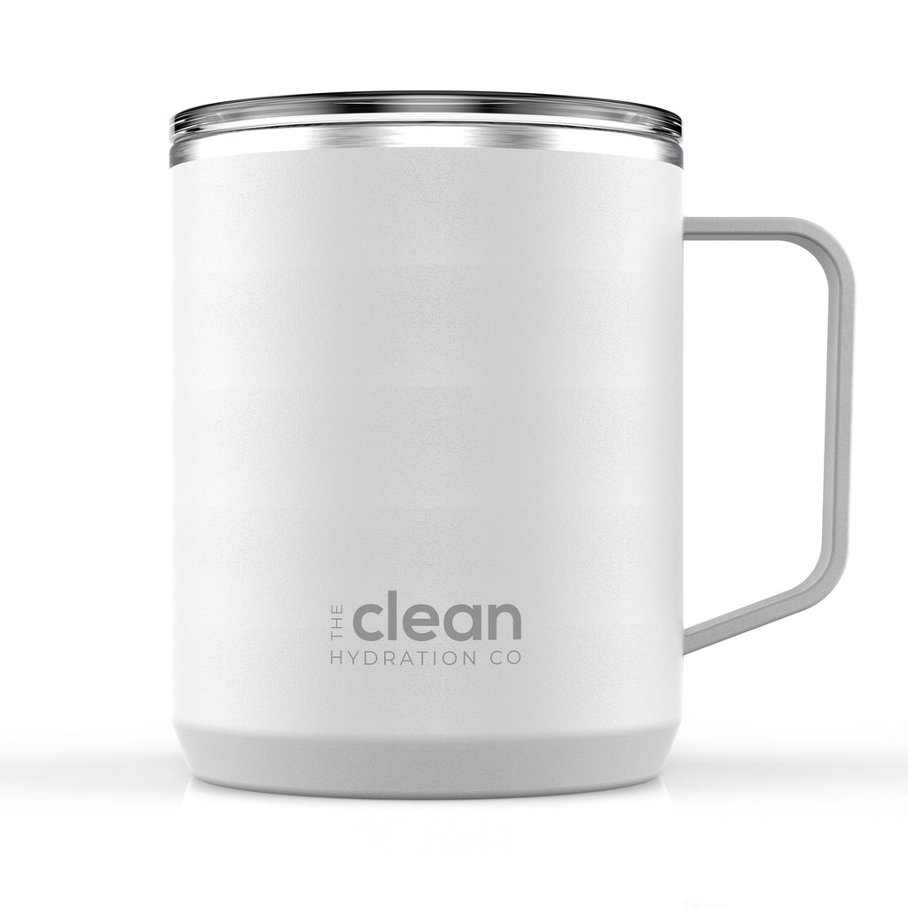 White insulated mug with handle