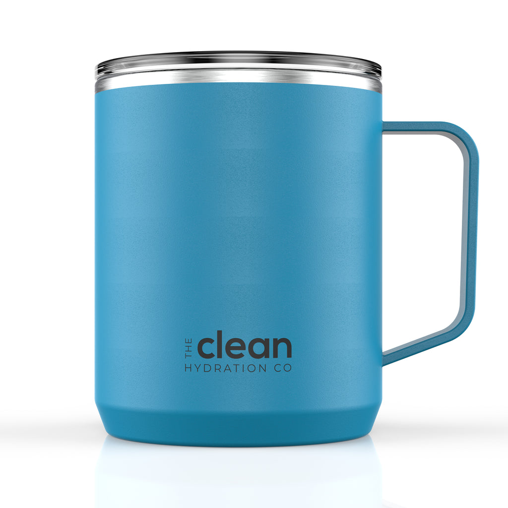 insulated coffee mug 12 oz - Aqua Blue
