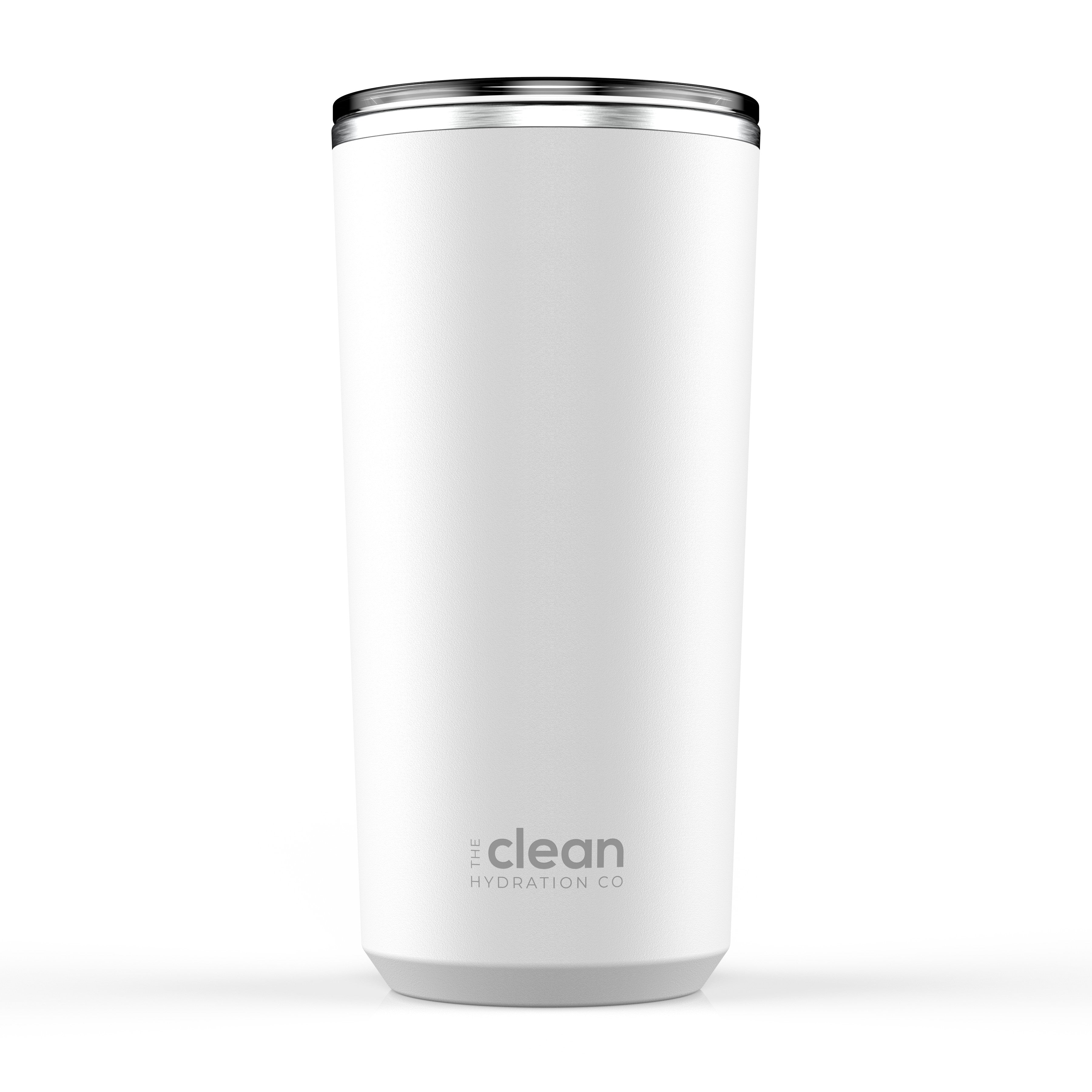 The Clean Hydration TUM20002 20 oz Insulated Stainless Steel Travel Mug Cup with Ceramic Inner Coating & No Metal Taste in Coffee - White